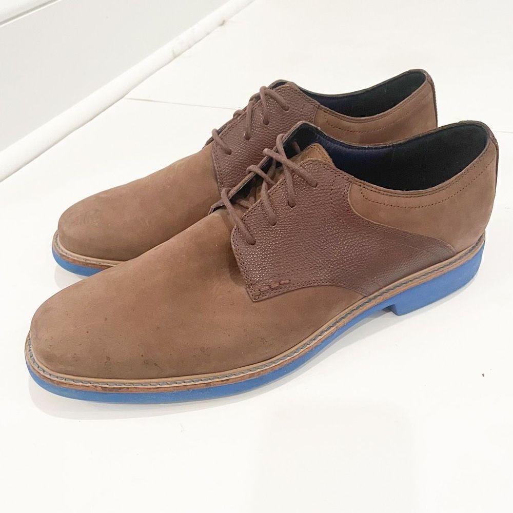 Cole Haan Great Jones Oxford Saddle Shoe Brown Suede Blue Sole size 11